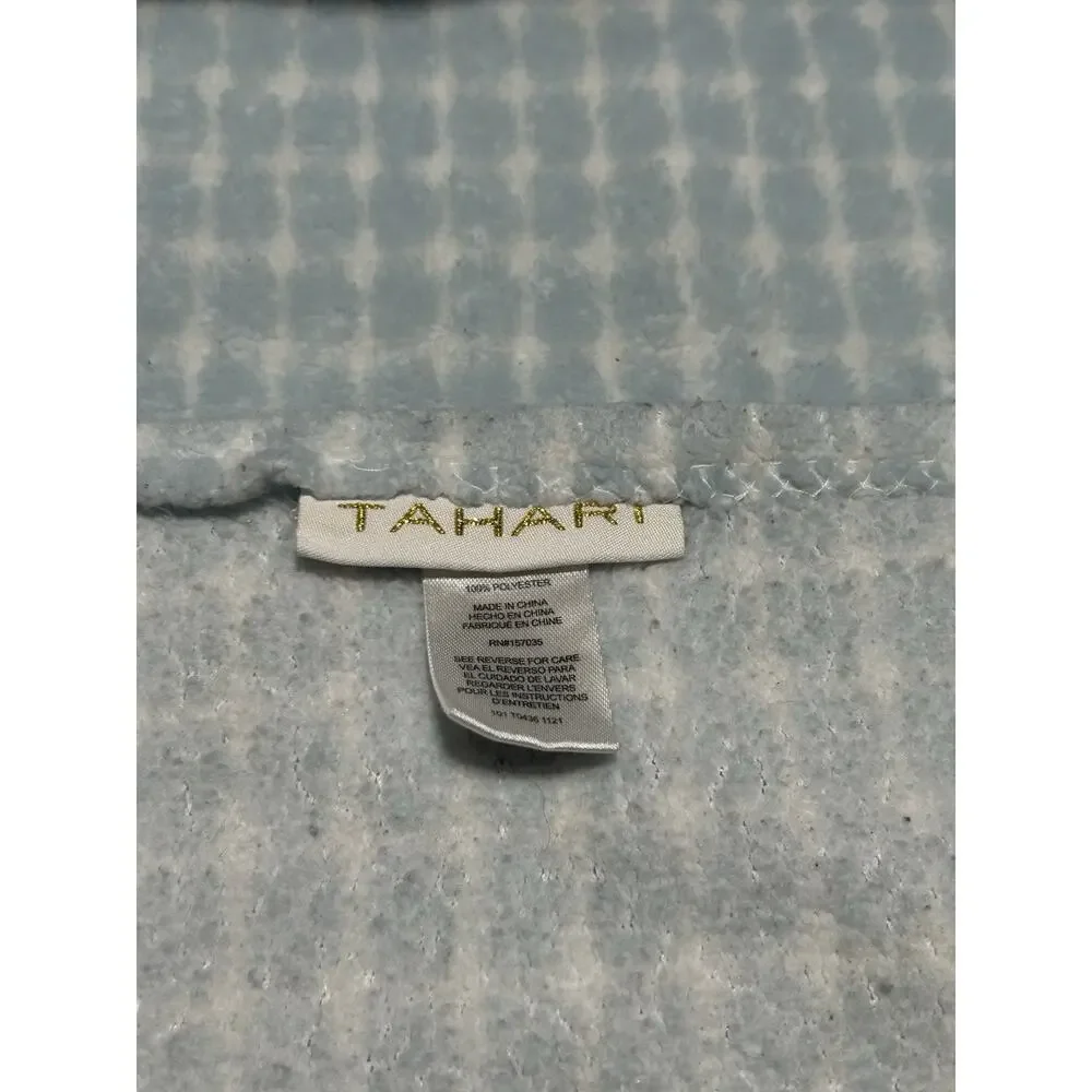 Tahari Blue White Print Baby Blanket Fleece